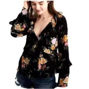 American Eagle Shirt Top Womens XL  Floral Faux Wrap Cottagecore Countrycore